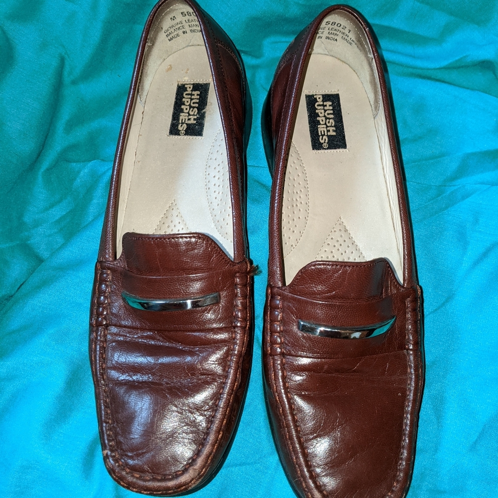 Hush puppies loafers women's 9 brown